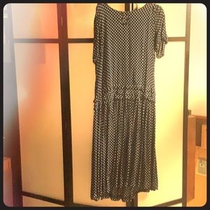 Talbots Polka Dot Midi Navy Dress